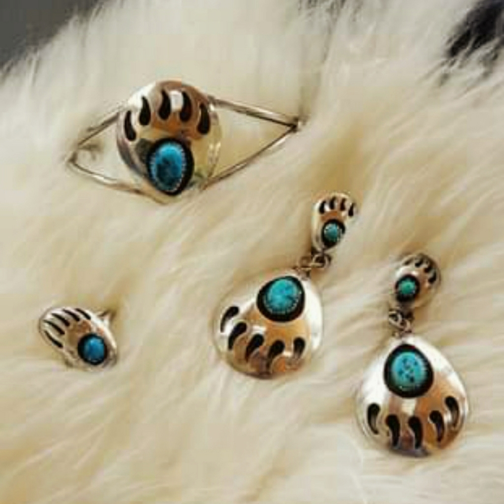 Vintage 4 piece Native American SS & Turquoise